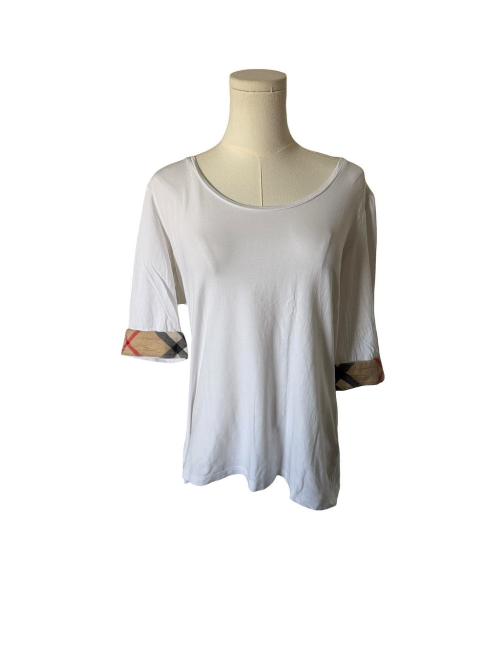 Burberry Brit Large tee with plaid sleeves
